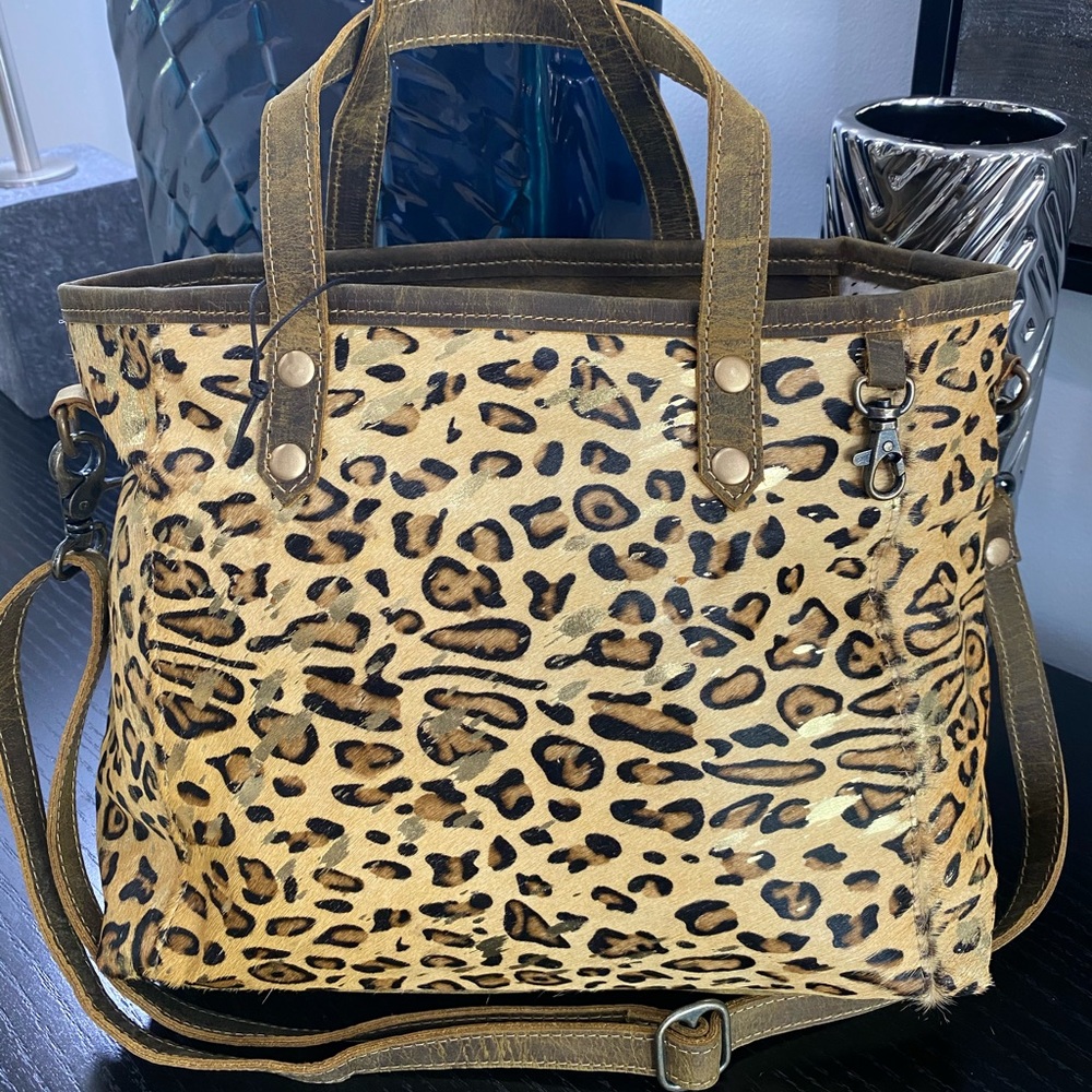 Myra Bag Leopard Leather & Hair Shoulder Bag Tote